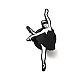 創造的なダンスのテーマのエナメルピン  バックパックの服のための電気泳動の黒い合金のブローチ  ホワイト  ダンサー模様  30x13x1.2mm JEWB-G017-02EB-01-1