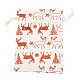 クリスマステーマの綿生地布バッグ  巾着袋  クリスマスパーティースナックギフトオーナメント用  鹿の模様  14x10cm ABAG-H104-B17-3