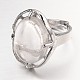 Adjustable Oval Gemstone Wide Band Rings RJEW-L062-01D-2