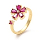 Открытое кольцо-манжета с кубическим цирконием вишневого цвета KK-K270-06G-3