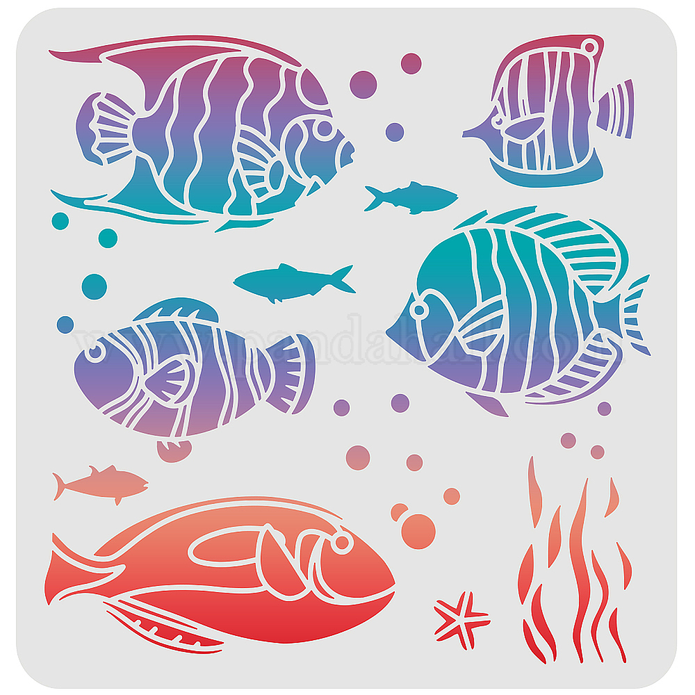 Shop FINGERINSPIRE Tropical Fish Stencil 30x30cm Fish Stencils for ...