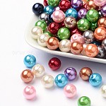 Perles acryliques colorées, style de perle d'imitation, ronde, couleur mixte, 10mm, Trou: 2mm, environ 1000 pcs/500 g