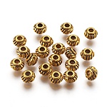 Tibetan Style Spacer Beads, Lead Free and Cadmium Free, Rondelle, Antique Golden, Size: about 6mm in diameter, 4.5mm thick, hole: 3mm
