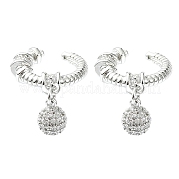 Серьги-каффы из латуни с микропаве и кубическим цирконием EJEW-C086-14P