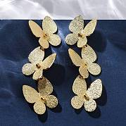 Текстурированные серьги-гвоздики в форме бабочки из латуни EJEW-R025-26G