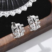 Серьги-кольца из латуни с прозрачным фианитом EJEW-Q014-16P