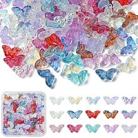 150個15スタイルの透明ガラスビーズ  混合スタイル  蝶  ミックスカラー  8x14.5~15x3.5~4.5mm  穴：0.8~1mm  10個/スタイル&nbsp;GLAA-YW0003-43