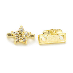 Подвески из циркония с покрытием из латуни, без кадмия и без свинца, долговечный, звезда с рисунком улыбающегося лица, реальный 18k позолоченный, 7x10x5 мм, отверстие : 1.4 мм