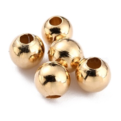 Messing-Abstandshalterkugeln, cadmiumfrei und bleifrei, langlebig plattiert, Runde, echtes 24k vergoldet, 3.5 mm, Bohrung: 1.4 mm