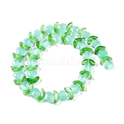 透明ガラスビーズ連売り  リーフ＆ハート  淡いターコイズ  7.5~9.5x10.5~14x4~5mm  穴：1mm  約54個/連  14.96~15.24''（38~38.7センチメートル）&nbsp;GLAA-B021-04B