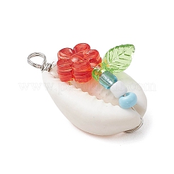 Подвески в форме цветочных ракушек из натуральной ракушки каури&nbsp;PALLOY-JF03819