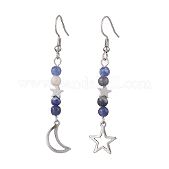 Серьга с подвеской из натуральных смешанных камней EJEW-JE05934