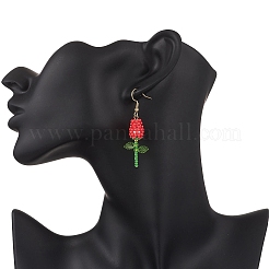 Серьги-подвески в виде цветка из нержавеющей стали и стекла EJEW-MZ00574-03