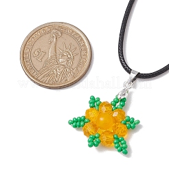 Collares colgantes con copos de nieve de vidrio y teñidos con jade natural de Malasia&nbsp;NJEW-JN05054-02