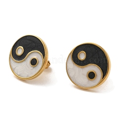Pendientes de botón Yin Yang de acero inoxidable 304 con revestimiento iónico (IP)&nbsp;EJEW-C114-09G