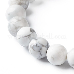 Set di braccialetti elastici con perline rotonde in howlite naturale e roccia lavica&nbsp;BJEW-JB06982-02