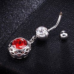 Anillo de ombligo de circonita cúbica de latón&nbsp;AJEW-EE0004-40A-P