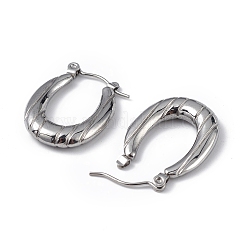 変色しない304ステンレススチール製フラワーフープピアス（女性用）  ステンレス鋼色  22.5x17x3.5mm  ピン：0.6mm&nbsp;EJEW-I284-14P