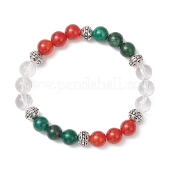 Браслеты из круглых бусин из натурального фуксита BJEW-TA00661