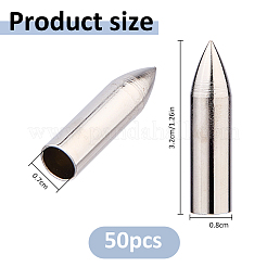 ステンレススチールコードエンド50個  弾丸の形  ステンレス鋼色  32x8mm  穴：7mm&nbsp;STAS-FH0005-61