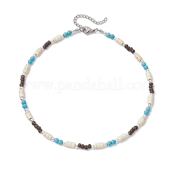Летние пляжные синтетические бирюзовые и натуральные кокосовые круглые бусины хейши NJEW-JN05211