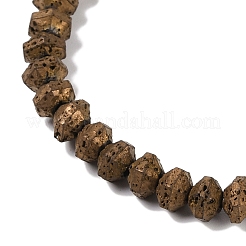 Brins de perles de pierre de lave naturelle galvanisées&nbsp;G-A234-F02-01B