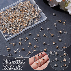 240 шт. 6 стиля железо и сплав кристалл горный хрусталь серьги-гвоздики фурнитура EJEW-WR0001-01