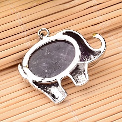 天然石アメジストペンダント  プラチナトーンの真鍮パーツ  象  29x38x10mm  穴：5x3.5mm&nbsp;G-F265-02B