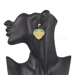 Серьги-гвоздики в форме листа из нержавеющей стали 304 с бусинами из стекла&nbsp;EJEW-MZ00536-02