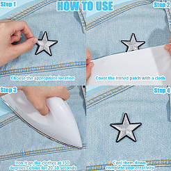 42 шт. 6 стиля звезд компьютерная вышивка ткань приклеиваемые/пришивные нашивки FIND-CP0002-14