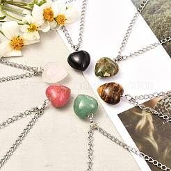 Ожерелья с подвесками из натуральных и синтетических драгоценных камней в форме сердца NJEW-JN03647