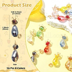 16шт 8 цвета стеклянные подвески&nbsp;PALLOY-CJ00093