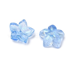 染色・加熱ガラスビーズキャップ  5  - 花びらの花  ライトスカイブルー  9x9.5~10x3.8mm  穴：1mm&nbsp;X-GLAA-Z019-02N