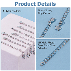 12 шт. 4 стиля латунный удлинитель цепи панцирного типа KK-HS0015-33P