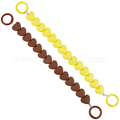 2 шт. 2-х цветные пластиковые цепочки для сумок с бусинами в форме сердца и железными кольцами-застежками&nbsp;PURS-GF0001-11B