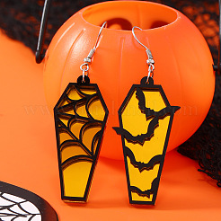 ハロウィーンの棺のアクリルダングルイヤリング  プラチナ  ゴールド  70x20mm&nbsp;FS-WG35652-06