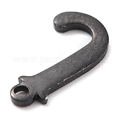 304ステンレススチールチャーム  レーザー切断  アルファベット  電気泳動黒  文字.j  12x6.5x0.8mm  穴：1mm&nbsp;LS-STAS-H112-J-EB