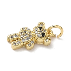 Подвески-медведи из латунных черных и прозрачных кубических цирконий с микропаве&nbsp;KK-B155-20G