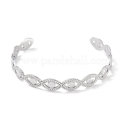 Не тускнеющие браслеты-манжеты из нержавеющей стали 304 с открытыми глазами для женщин BJEW-C071-11P