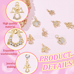 12 шт. 4 стиля латунных подвесок с микропаве из кубического циркония&nbsp;KK-GA0001-73G