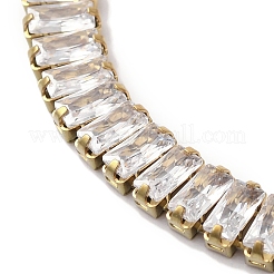 Ионное покрытие (ip) 304 нержавеющая сталь паве прозрачный кубический цирконий прямоугольные звенья цепи браслеты для женщин&nbsp;BJEW-Z066-01G-01