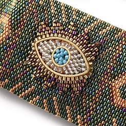 Braccialetti di perline intrecciati in perle di vetro regolabili&nbsp;BJEW-D442-23C