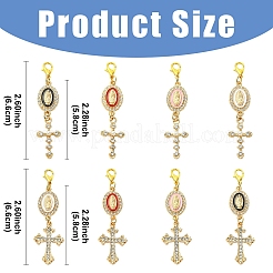 4 pendentif décoratif en alliage émaillé et strass&nbsp;HJEW-YW00493-01