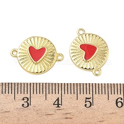 Латунная эмалированная плоская круглая подвеска с сердечками&nbsp;KK-L256-48C-G