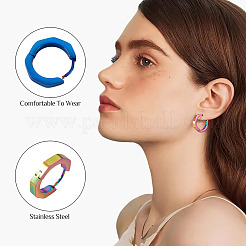 8 pieza de pendientes de aro de acero inoxidable de 4 colores&nbsp;EJEW-TA0001-79