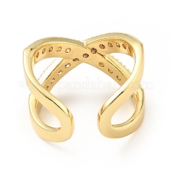 Bague de manchette ouverte entrecroisée de zircone cubique&nbsp;RJEW-E046-23G-02