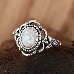 Кольца из сплава с пластиковой имитацией опала&nbsp;FS-WG4C942-02