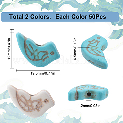 100 шт. 2-х цветные синтетические бирюзовые бусины&nbsp;G-SC0002-58