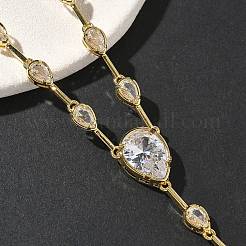 Ожерелья из латуни с прозрачными кубическими цирконами и паве NJEW-G183-06G-01