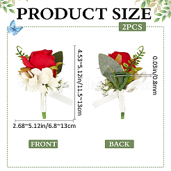 2шт. бутоньерка из искусственной розы из шелковой ткани AJEW-CP0008-47